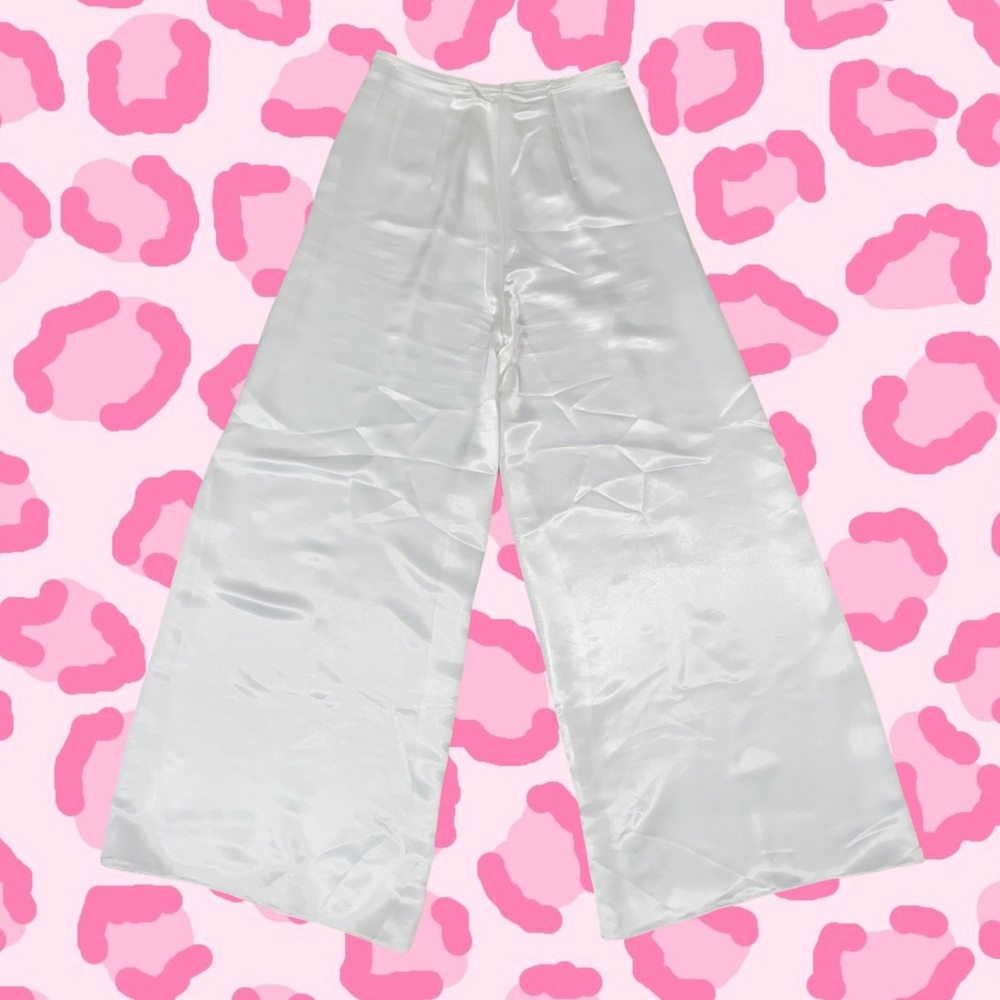 High Waist Wide Leg Satin Pants